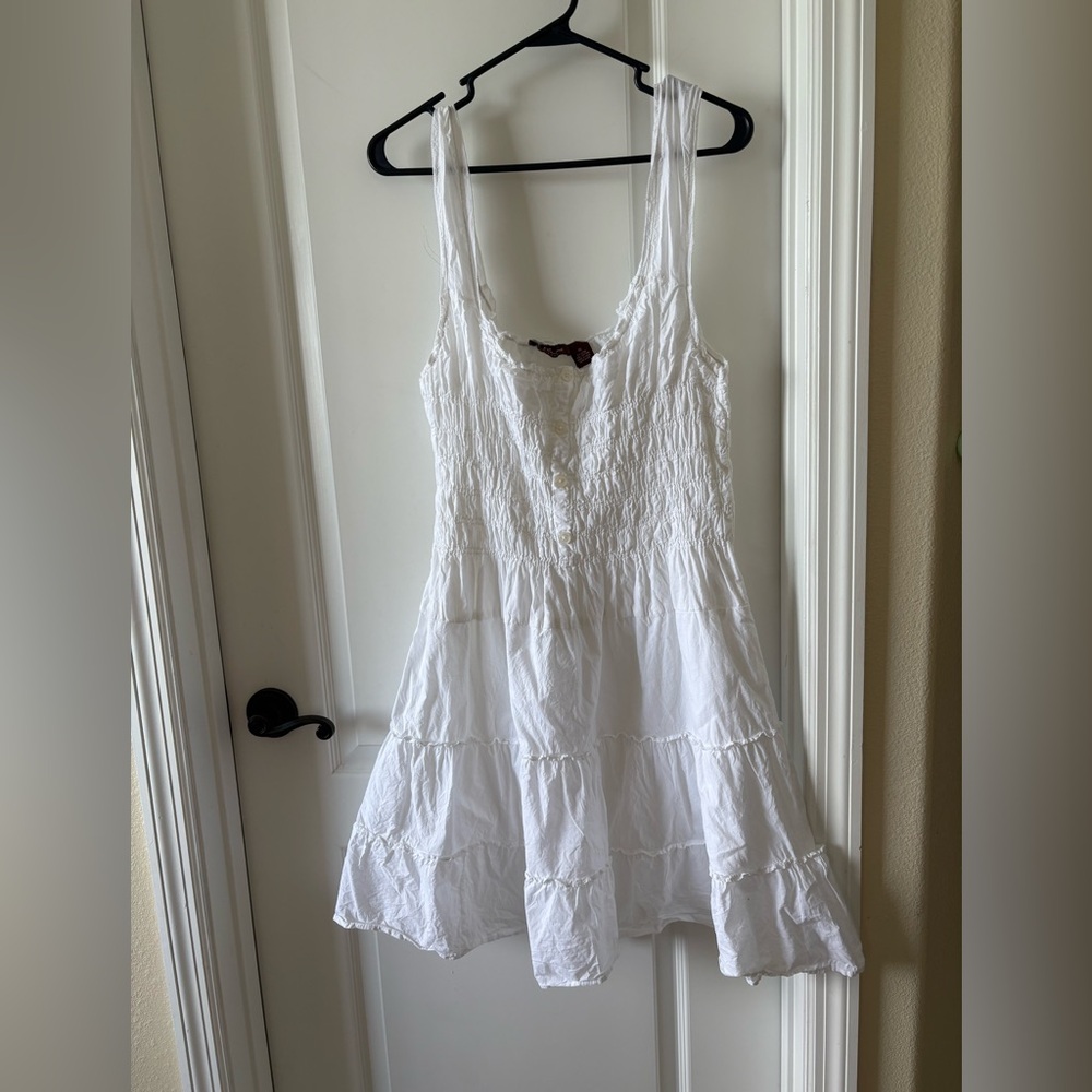 Speed Control New York XL Ivory Smocked Tiered Cotton Dress Sleeveless